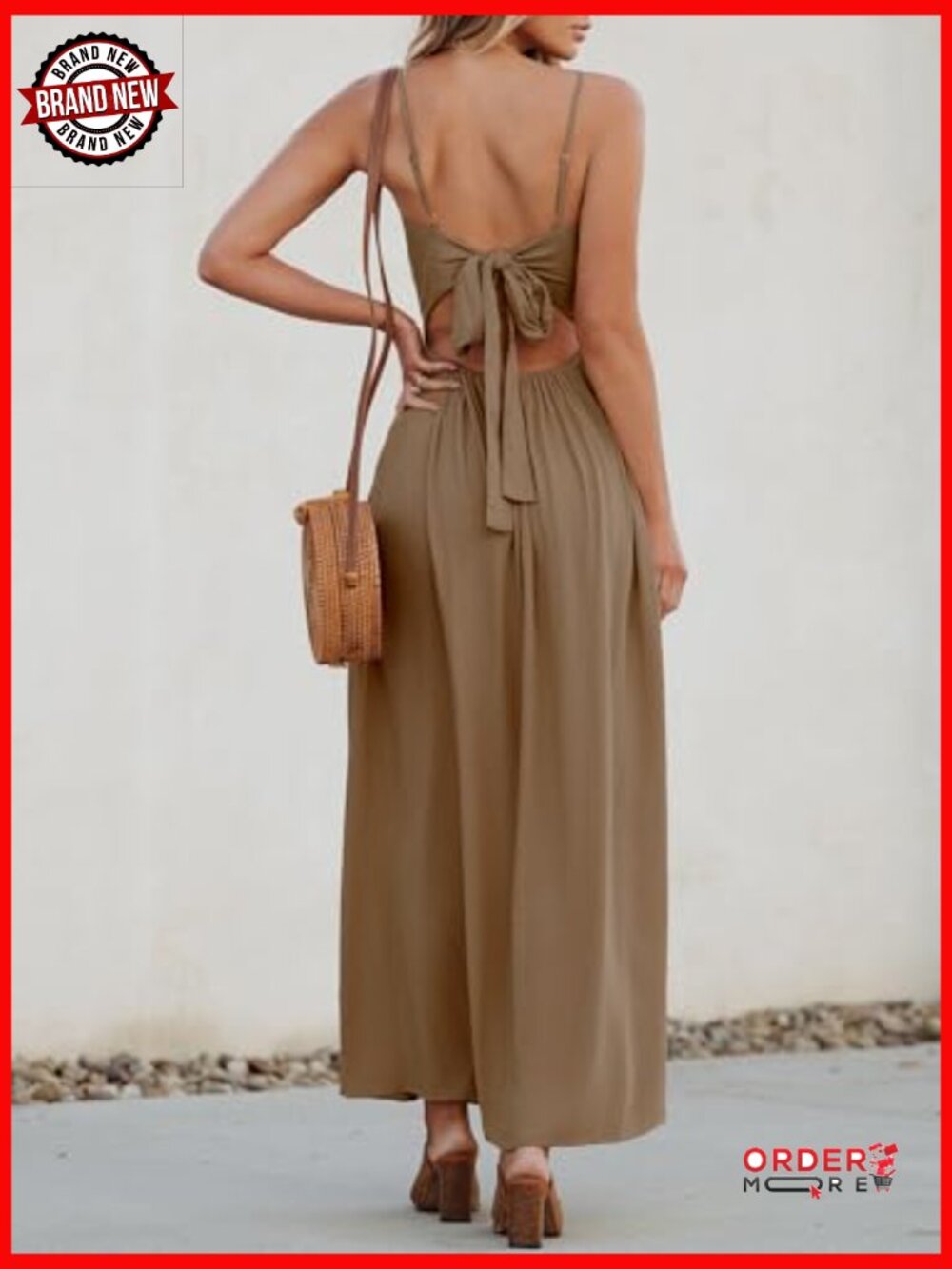 Sleeveless V-Neck Maxi Dress with Cutout Twist Back, Summer Formal - Picture 3 of 6